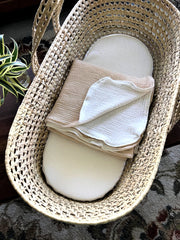 Moses Basket with Organic Cotton Double Gauze Bedding Set