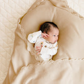 Organic Cotton Scalloped Baby Knit Blanket - Sand