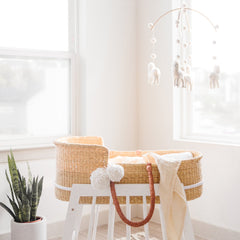 Modern Rocking Moses Bassinet Stand with brake in White