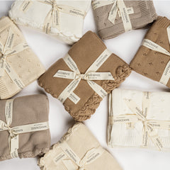Organic Cotton Scalloped Baby Knit Blanket - Sand