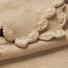 Organic Cotton Scalloped Baby Knit Blanket - Sand