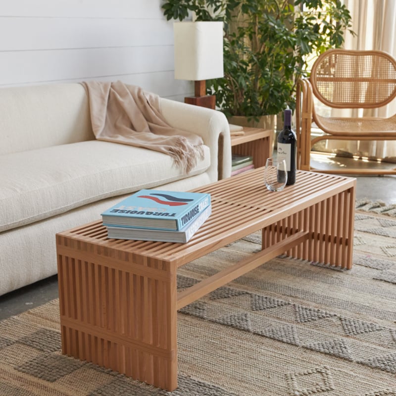 Avocado Zero Waste Slatted Bench handcrafted with upcycled beech wood