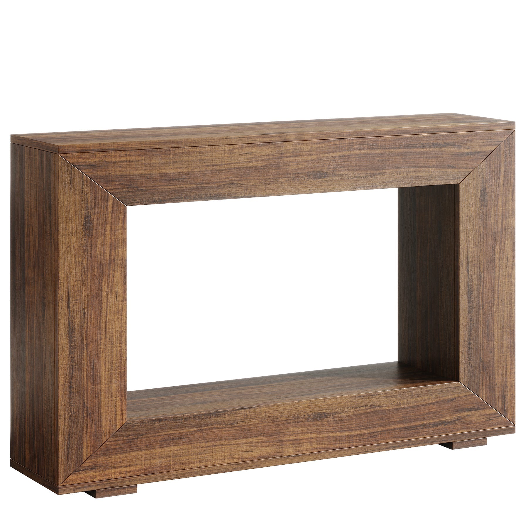 Wooden console table on a white background