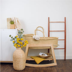 Classic Rocking Moses Bassinet Stand with brake in Natural
